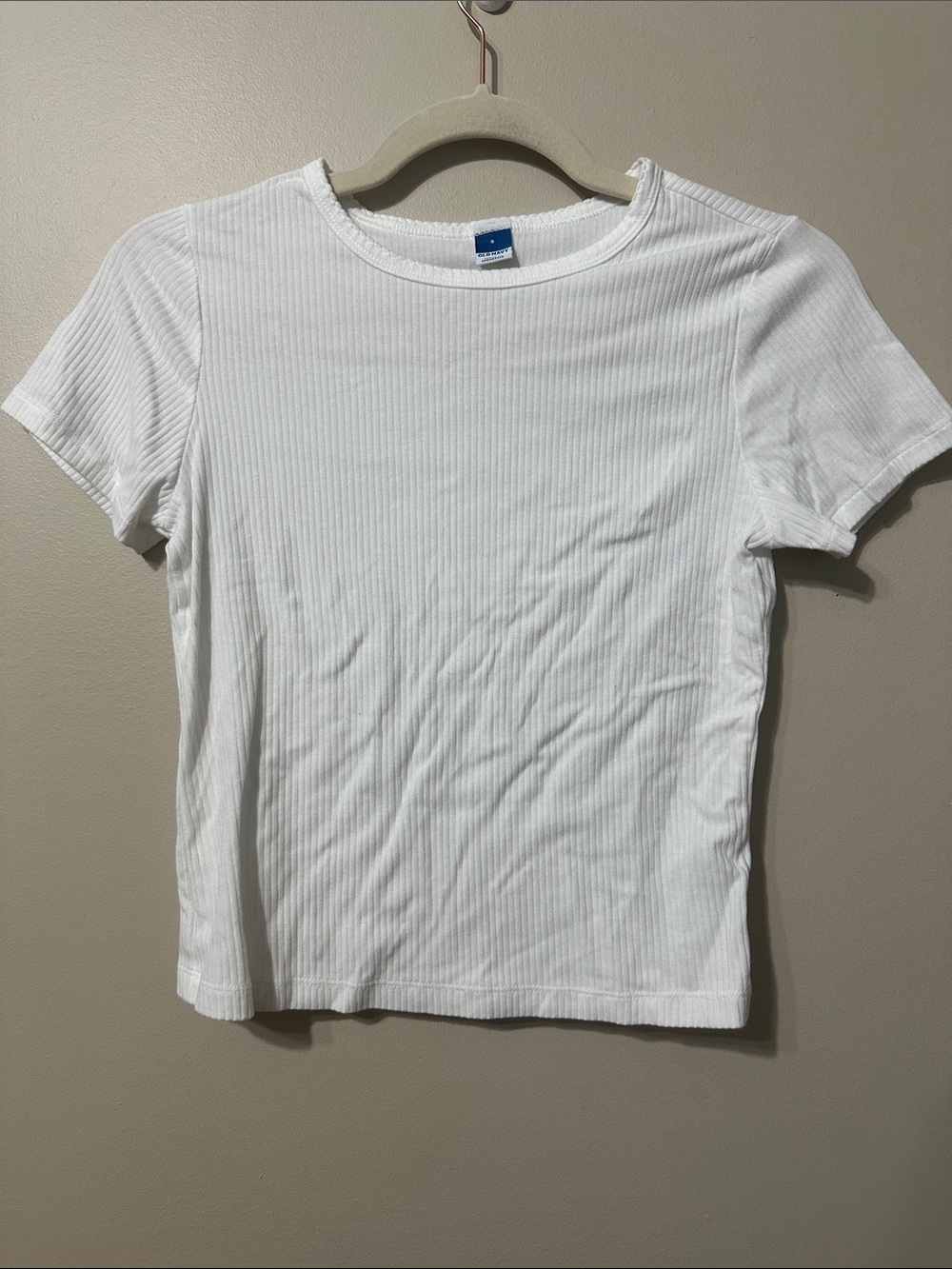 Classic White Ribbed Short Sleeve Top